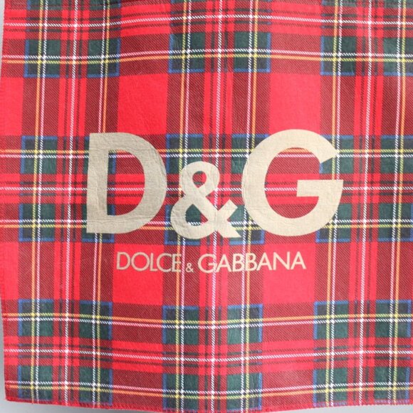 DOLCE & GABBANA D&G Logo Authentic Red Felt Tartan Plaid Tote Hand Bag - Picture 2 of 7